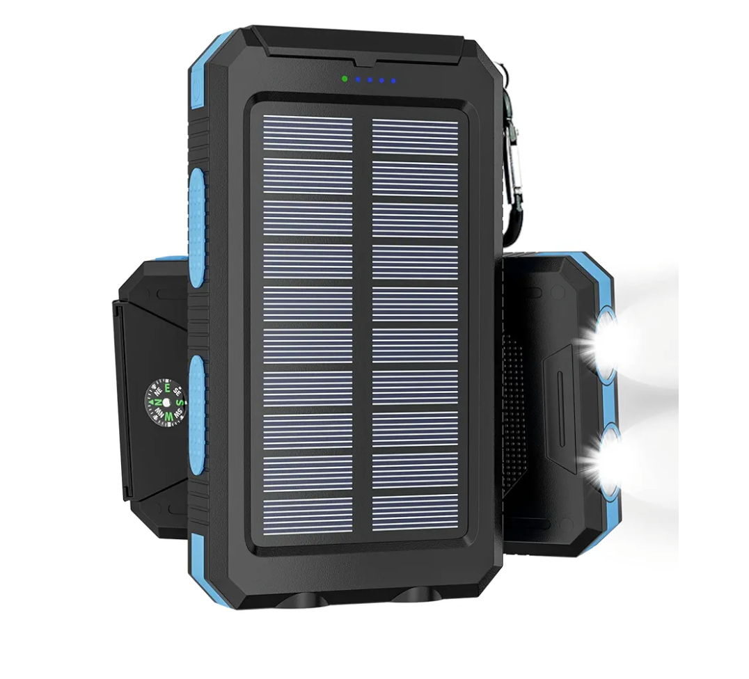 Solar Charger Power Bank - 36800mAh Solar Phone Charger, USB-C QC3.0 Fast Charger with LED Flashlight, IP65 Waterproof Portable Power Bank for Camping, Hiking Outdoor Activities