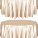 Entisn 2 Pack 120 Inch / 10ft Round Tablecloth, Champagne Satin Table Cover for 8-12 Seats, Wrinkle Resistant and Washable Silky Table Cloths for Wedding Party Banquet Events Decoration