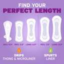 Poise Daily Liners, Incontinence Panty Liners for Bladder Leaks, 2 Drop Very Light Absorbency, Long Length, 264 Count of Pantiliners (6 Packs of 44), Packaging May Vary