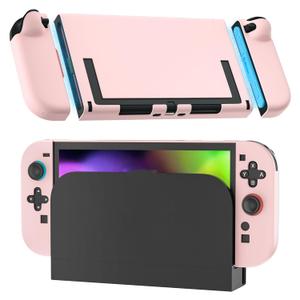 RHOTALL [Upgraded Version Can Easily Dock] Pink Dockable Case for Nintendo Switch 2 2025, Protective Hard PC Shell, Slim Cute Controller Cover with Detachable joycon Compatible with Switch 2