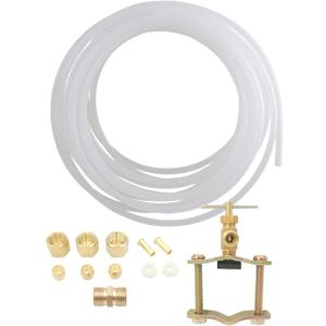 Refrigerator Water Line Kit, Ice Maker Supply Line, Fridge Water Line Kit, Includes 1/4x25 Poly Tube, Quick Connect Saddle Valve, Compression Fittings and Adapters
