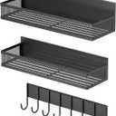 3-Pack Magnetic Spice Rack for Refrigerator - Heavy Duty Metal Kitchen Organizer with Hooks, Space-Saving Cabinet Storage, Rustproof & Easy to Clean