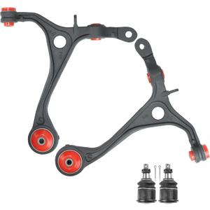 4pc Front Lower Control Arms w/Ball Joints for 2003-2007 Honda Accord, 2004-2008 Acura TSX, PU Bushing Lower Control Arms & Ball Joints, Replacement K640289 K640290, Wrinkle Black