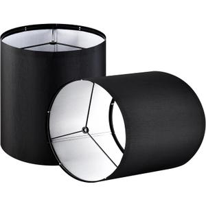 GOSO Small Tall Drum Lamp Shades Black,10 10 10 Inch Spider Replacement Lamp Shades for Table Lamps Wall Lamps,Natural Faux Silk Lampshade Cylinder,Rustic Shade Modern, Required Assembly