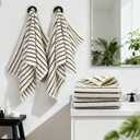 Jacquotha Hand Towels 4 Pack, Cotton Face Towels for Bathroom & Spa Days, Decorative Black Stripes for Kitchen Decor, 14 x 29