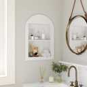 14''x18'' Recessed Medicine Cabinet, Solid Wood Wall Niche, White, 14''x18''x3.75''