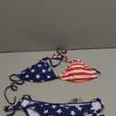 Century Star Women Tie Side Bottom Padded Top Triangle Bikini String Bathing Suit Two Piece Swimsuit (4-6, A3 American Flag)