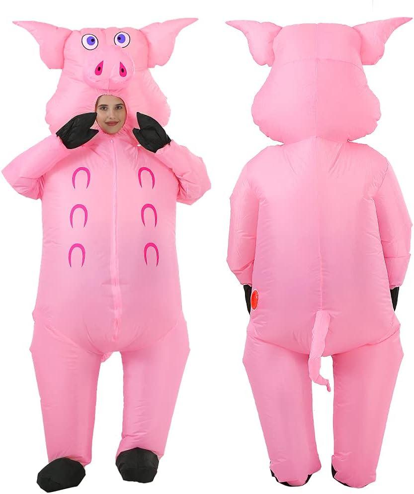 Inflatable Pig Costume - Adult Pink Pig Blow Up Costume