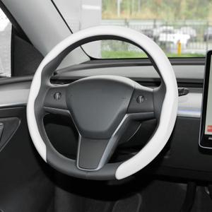 frani Nappa Leather Steering Wheel Cover, Universal 15 Inch Premium Non-Slip Steering Wheel Cover White