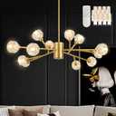 12 Lights Gold Sputnik Chandeliers 35.5" Modern Crystal Pendant Light Contemporary Branches Chandeliers Crystal Sputnik Chandelier for Dining Room Bedroom (Dimmable Bulb & Remote Incl.)
