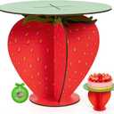 12" Strawberry Cake Stand, Wooden Strawberry Birthday Decorations, Sturdy Dessert Holder, Birthday Baby Shower Wedding Party Supplies