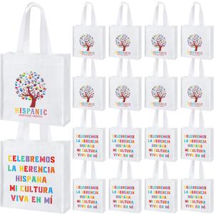 Hispanic Heritage Month Non Woven Bags 8.7" Gift Reusable Treat Bag for Hispanic Heritage Month Decor (White)