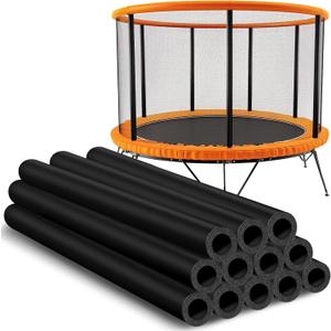12Pcs Trampoline Pole Covers, 1.1 inch Diameter Rubber Trampoline Pole Sleeves Replacement, 35.4'' Length Black Waterproof Materials Protective Tube for Outdoor Safety Protection