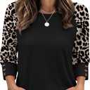 WIHOLL Womens Tops Summer 3/4 Sleeve with Buttons Dressy Casual Blouses Color Block Raglan Outfits Fashion Clothing 2026 Small