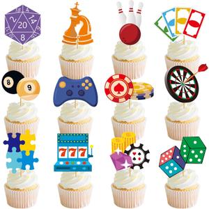 24 Pcs Game Night Cupcake Toppers Game Night Decorations Game On Decorations for Board Game Party Adult Classroom Decor