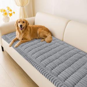 hyha Couch Covers for Dogs Washable, Non Slip Plush Dog Sofa Protectors, Fuzzy Pet Couch Covers for 3 Cushion Sofa Pet Friendly (Grey, 27.6" x 82.7")