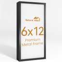 6x12 Aluminum Metal Picture Frame,Tempered Glass Black Photo Frame 6x12 for Family Photo,Posters,Art,Document to Wall Mount Horizontally or Vertically