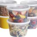 GUSTO [48 Sets 16 oz. Plastic Deli Disposable Food Storage Containers With Airtight Lids (Formerly Comfy Package)