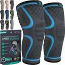 Modvel Compression Knee Brace for Women & Men, 2-Pack Knee Brace for Running Knee Pain, Knee Support Compression Sleeve, Workout Sports Knee Braces for Meniscus Tear, ACL & Arthritis Pain Relief (Medium, Blue)