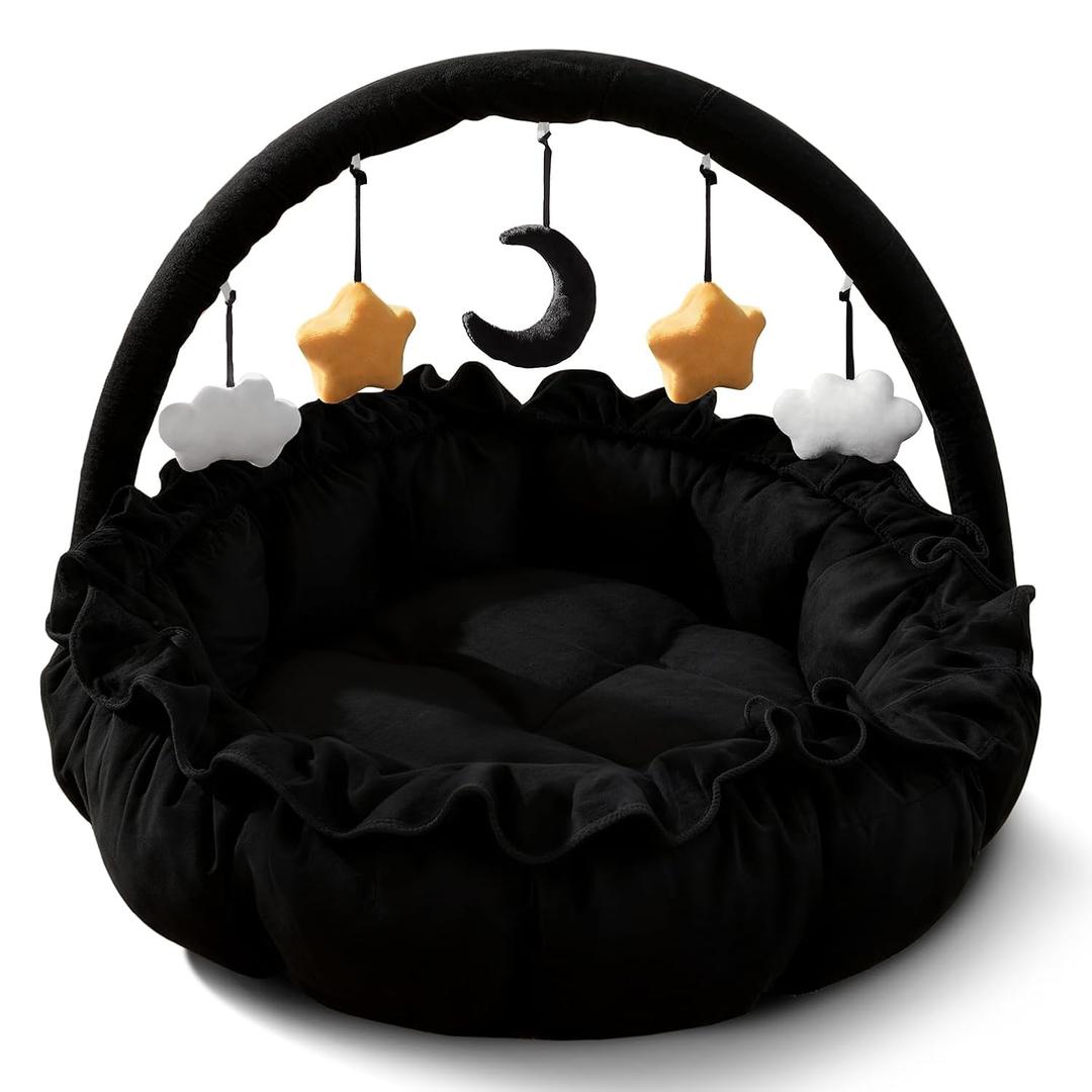 3-in-1 Baby Play Gym, Baby Play Mats for Floor, Plush and Thick Tummy Time Mat with 5 Sensory Toys for Infants, Large Babies Activity Center for Newborn Baby Shower Gift Pink, Ball Pit, Pet Cushion