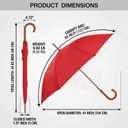 SoulRain 48" Large Umbrella Windproof Stick Umbrellas for Rain, Automatic Open, Vintage Cane Navy Blue big Umbrella with Classic Wooden Handle,Open for 2 Persons adult,for Women & Men(Red)