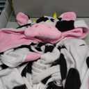 Unisex Adult Onesie Pajamas Animal Cosplay Halloween Costume One Piece Plush Sleepwear Homewear (Large, Cow)