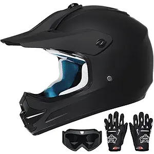 Youth Dirt Bike Helmet DOT Approved, Kids Motocross Full Face Helmet with Adjustable Goggles Riding Gloves & Storage Bag, Off-Road Sport Gear Set for Boys Girls ATV UTV, medium