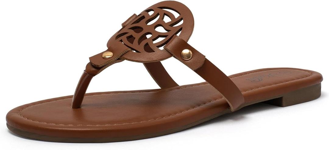 katliu Women's Flat Sandals Flip Flop Sandals Comfortable Dressy Thong Sandals, size: 8.5