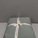 MooMee Bedding Sheet Set 100% Washed Cotton Linen Like Textured Breathable Durable Soft Comfy (Heathered Green, King)