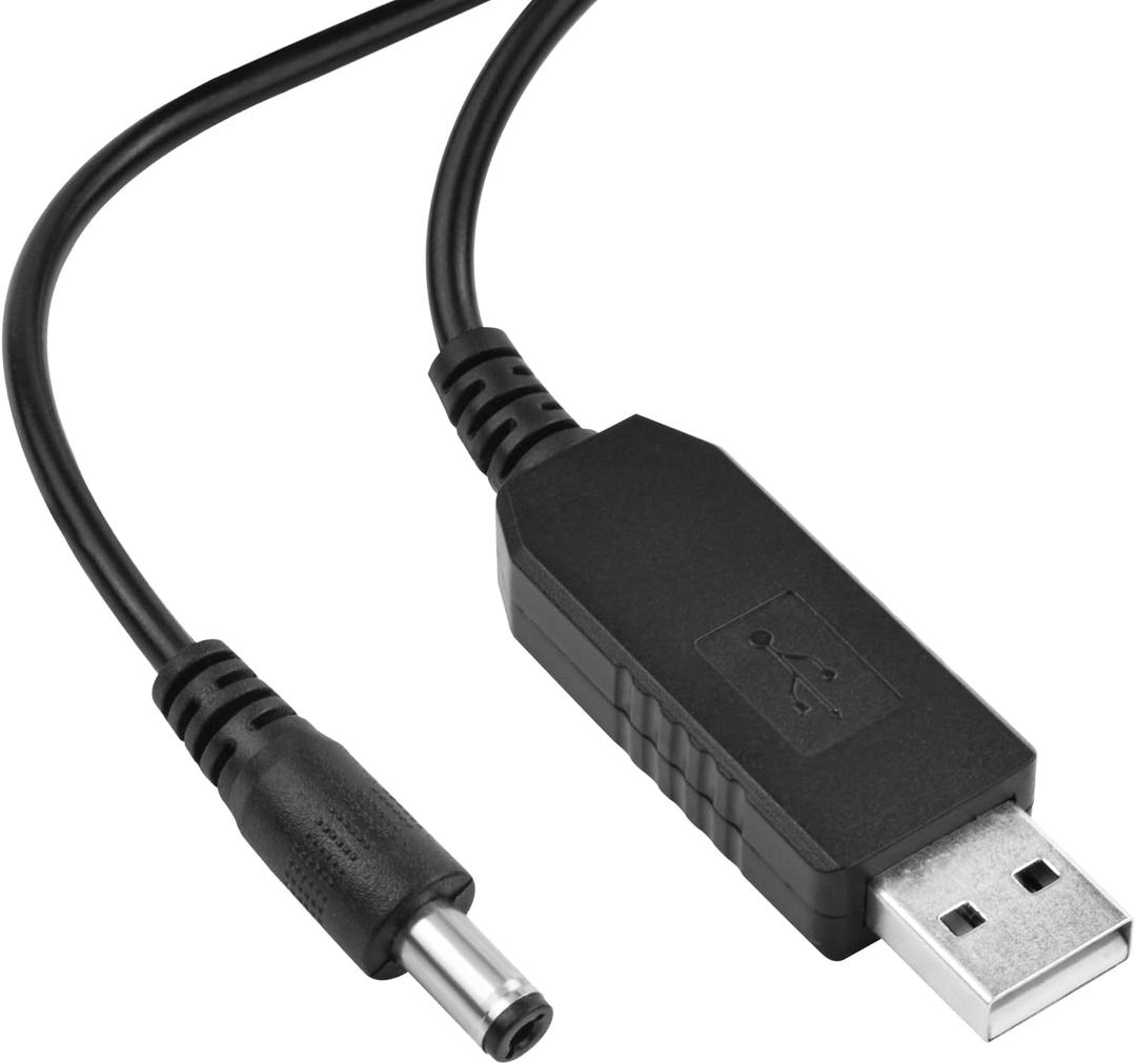 USB to 12V Adapter, 5V to 12V Step Up Cable Cord with DC Jack 5.5 x 2.1mm for Fan, Table Lamp, Piano Keyboard, Bluetooth Audio, Wireless Router, Speakers, Max Current 800mAh (4.9ft)