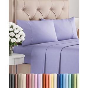 Twin 4 Piece Sheet Set - Comfy, Breathable & Cooling - Hotel Luxury Bedding for Women, Men, Kids, Teens and Children - 1 Flat & 1 Fitted Sheet & 2 Pillowcases w/ Deep Pockets - Wrinkle Free - Lavender