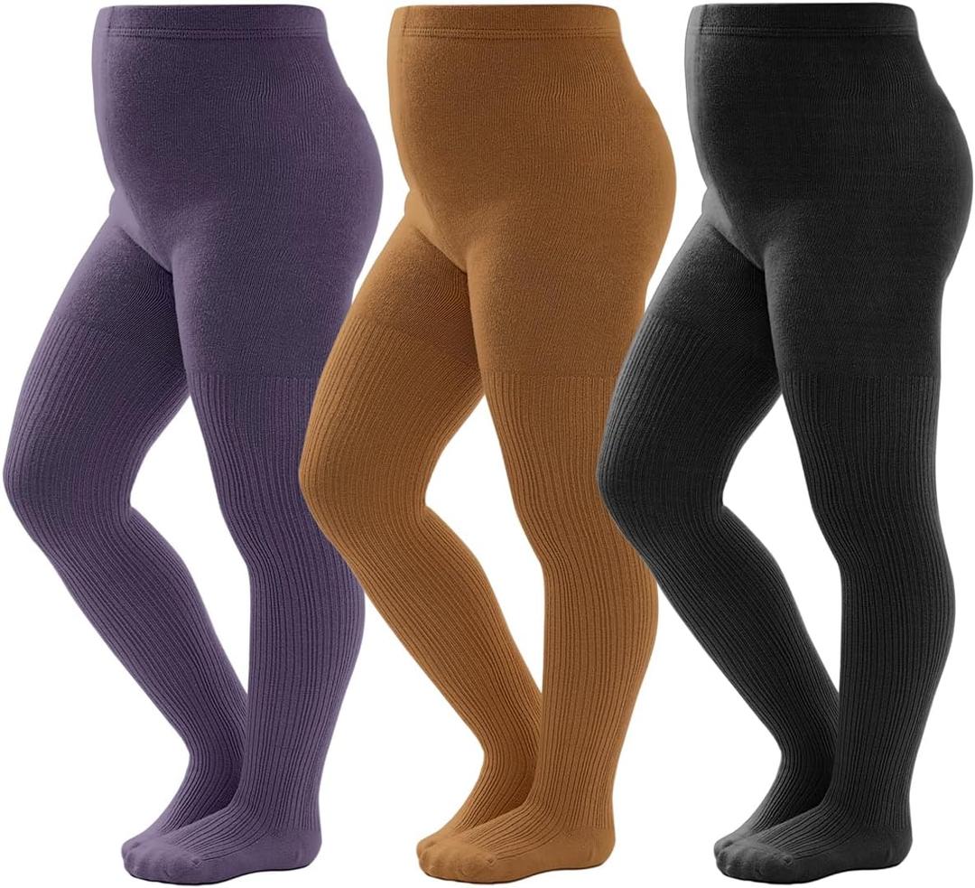 vanberfia Warm Tights for Baby Girl: Winter Cotton Cable Knit Stocking - Thick Toddler Legging for Various Occasions (8-10 Years, Cll17084)