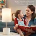 GyroVu Ceramic Small Table Lamp Set of 2, Adjustable Color Temperature Bedside Nightstand Lamps with Pull Chain for Bedroom Living Room Reading, 2 Bulbs (White)