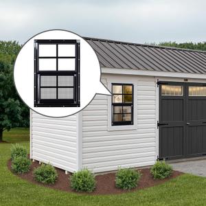 Shed Windows 12"x18" Flush Mount Chicken Coop Windows with Tempered Glass and Screen, Sliding Windows for Chicken Coop, Shed, Garage, Playhouse, Barn,Greenhouse, Black