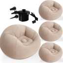4 Pack Inflatable Bean Bag Chairs with Electric Air Pump Inflatable Chairs Blow up Couch Folding Portable Inflatable Lazy Sofa for Movie Night Living Room Outdoor Camping (4, Coffee)