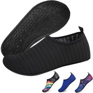 2 x Water Shoes for Womens Mens Barefoot Aqua Yoga Socks for Pool Beach Surf Walking Water Park Boating Sports Water Shoes (5.5-6.5 Women/4.5-5.5 Men, Black)