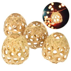 Beavorty 4pcs Rattan Lampshade Replacement Mini Woven Lamp Shade Cover For Pendant Light Lamp Ceiling Wall Floor Lamp Candle Bulb