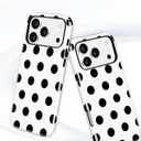 Magnetic Polka Dot Phone Case for iPhone 13 Pro, Compatible with MagSafe, Cute Big White Polka Dots Aesthetic Soft TPU and Hard PC Shockproof Protective Phone Cover for Women Girls-Shiny