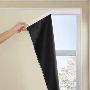 JILRON Adhesive Curtain 100% Blackout No-Drill Easy Install for Bedroom Blinds Light Blocking (Beige-35 W x 70" L-1P)