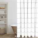 HALL & PERRY Modern Farmhouse Tassel Shower Curtain 100% Cotton Striped Fabric Shower Curtain with Tassels for Bathroom Dcor (Black 5, 72"x72")
