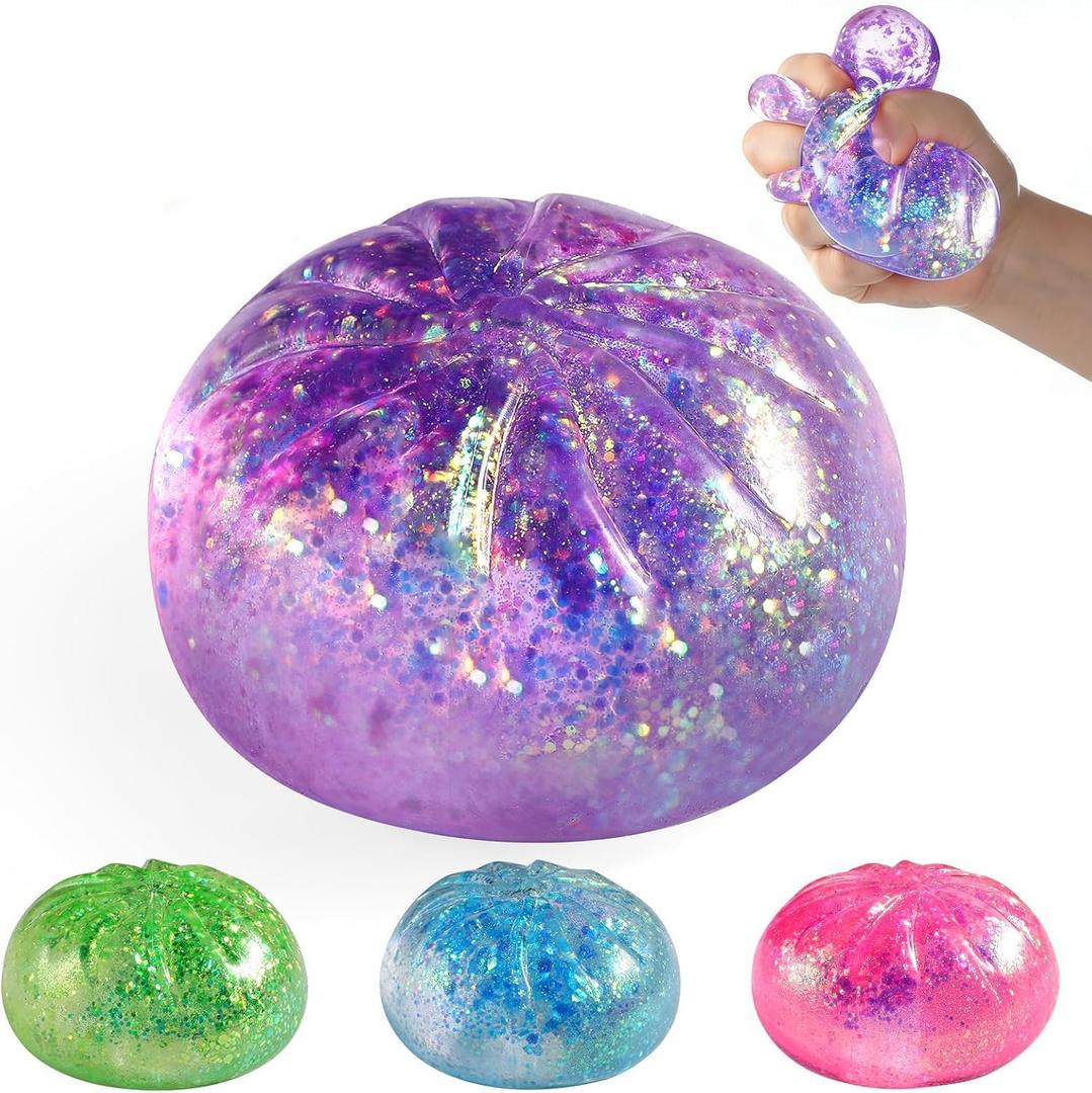 Glitter Dumpling Squishy,Rare Style Sugar Squishies Dumpling Mystery Box, Viral Bao Bun Squeeze Toy,Stress Relief Fidget Toys (Purple)