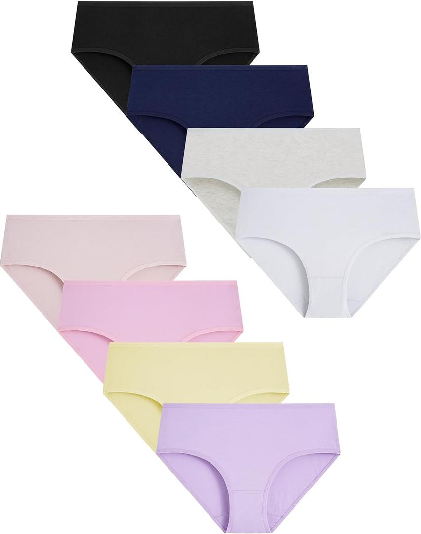 Boboking Teen Girls Underwear Cotton Brief Panties 8 pack (Black), 8 Y