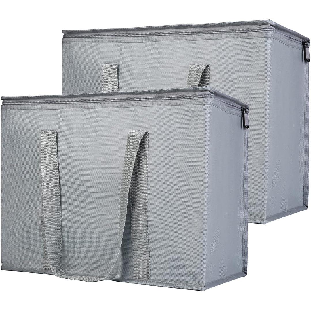 Bodaon 1-Pack Insulated Reusable Grocery Shopping Bags, X-Large Pizza Delivery Cooler Bag for Hot/Cold Food, Grey