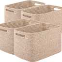 OIAHOMY 4 Pack Storage Baskets for Organizing 30L Cube Storage Bins Brown