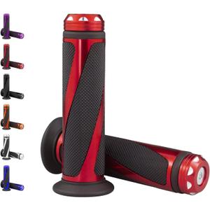 Universal Motorcycle Handlebar Grips Fits for Motorcycles with 7/8" Left Grip and 1" Right (Red)