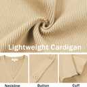 Women's Long Sleeve Ribbed Knit V Neck Button Down Slim Fitted Cropped Cardigan (Beige, XL)