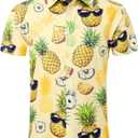 RAISEVERN Mens Hawaiian Shirt Casual Button Down Short Sleeve Tropical Beach Dress Shirt for Summer Holiday (L)