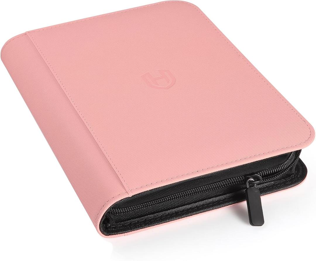 Card Binder 4 Pocket with Zipper, 288 Pockets Trading Card Holder Book, Premium PU Cover Zip Folder Binder, Side Loading Carrying Case Binder Album for TCG, MTG, Sports Cards, Game Cards (Pink)