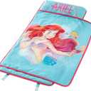 Super Soft Plush Toddler Quilted Nap Mat with Built in Blanket and Pillow (20"Wx46"L, Little Mermaid)