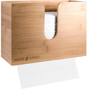 NATURE SUPPLIES Bamboo Paper Towel Dispenser for Bathroom and Kitchen, Wall Mount or Countertop Holder for Multifold, C-Fold, Z-Fold, Tri-Fold Hand Towels, Commercial Use, for Home or Office